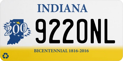 IN license plate 922ONL