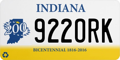 IN license plate 922ORK