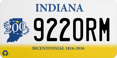 IN license plate 922ORM