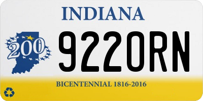 IN license plate 922ORN