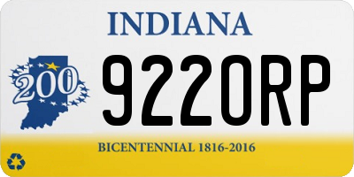 IN license plate 922ORP