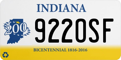 IN license plate 922OSF