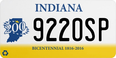 IN license plate 922OSP