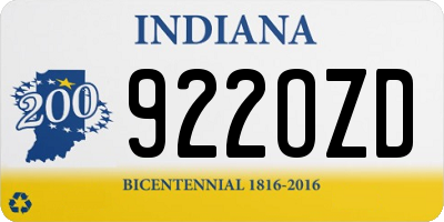 IN license plate 922OZD