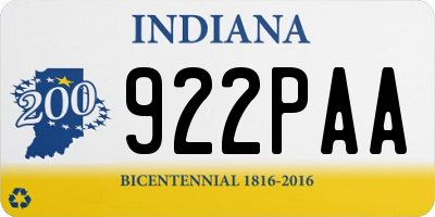 IN license plate 922PAA