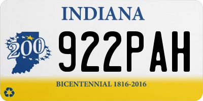 IN license plate 922PAH