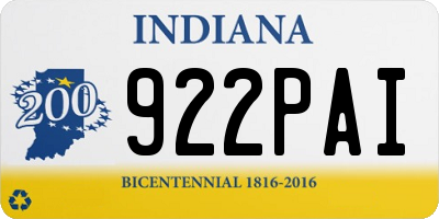 IN license plate 922PAI