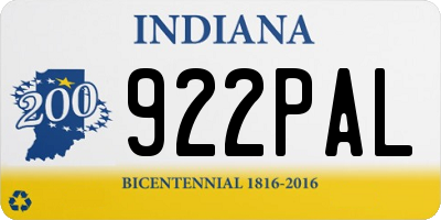 IN license plate 922PAL