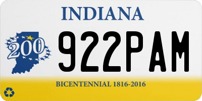 IN license plate 922PAM