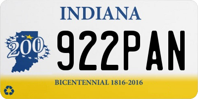 IN license plate 922PAN