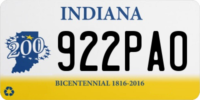 IN license plate 922PAO