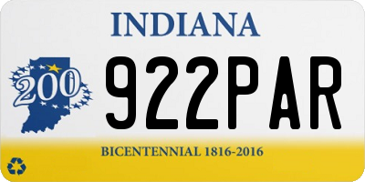 IN license plate 922PAR
