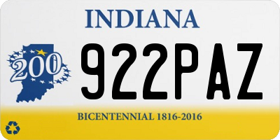 IN license plate 922PAZ
