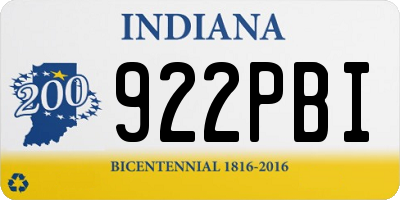 IN license plate 922PBI