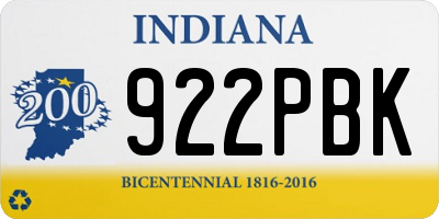 IN license plate 922PBK