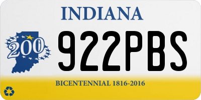 IN license plate 922PBS