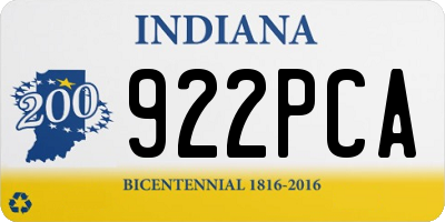 IN license plate 922PCA