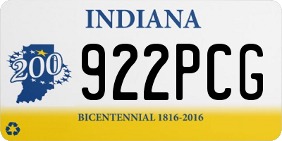 IN license plate 922PCG