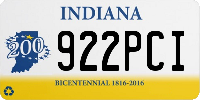 IN license plate 922PCI