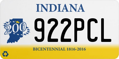 IN license plate 922PCL