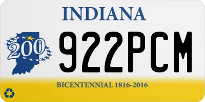 IN license plate 922PCM