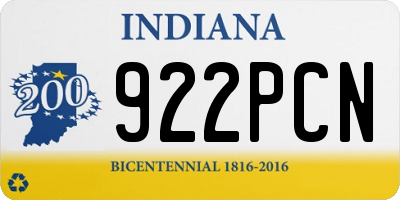 IN license plate 922PCN