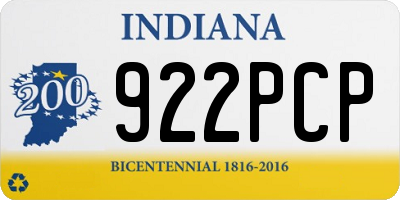 IN license plate 922PCP