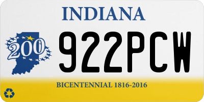IN license plate 922PCW