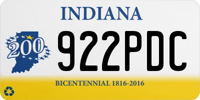 IN license plate 922PDC