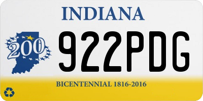 IN license plate 922PDG