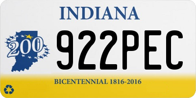 IN license plate 922PEC