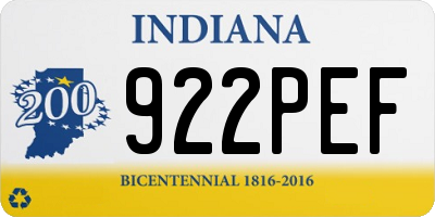 IN license plate 922PEF