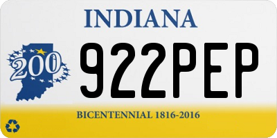 IN license plate 922PEP
