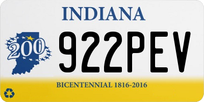 IN license plate 922PEV