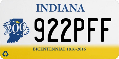 IN license plate 922PFF