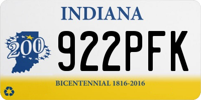 IN license plate 922PFK