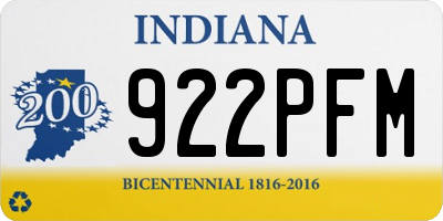 IN license plate 922PFM