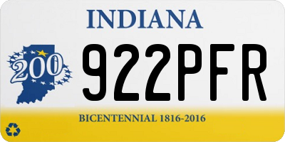IN license plate 922PFR