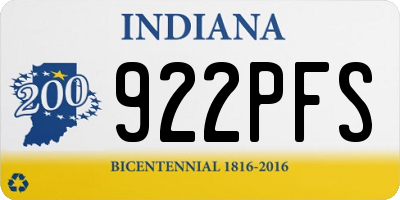 IN license plate 922PFS