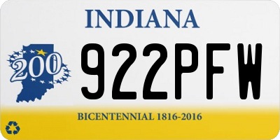 IN license plate 922PFW