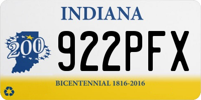 IN license plate 922PFX