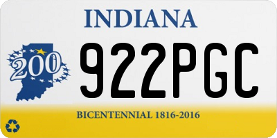 IN license plate 922PGC