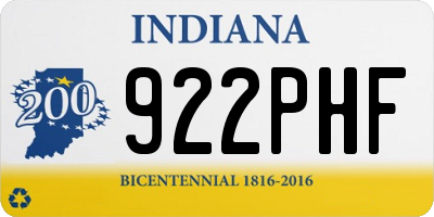 IN license plate 922PHF
