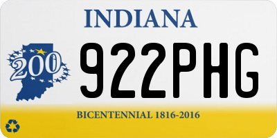 IN license plate 922PHG