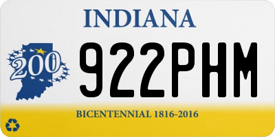 IN license plate 922PHM