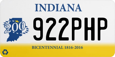 IN license plate 922PHP