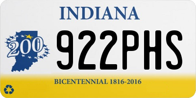 IN license plate 922PHS