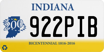 IN license plate 922PIB