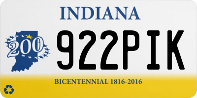 IN license plate 922PIK