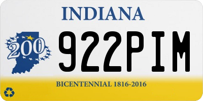IN license plate 922PIM